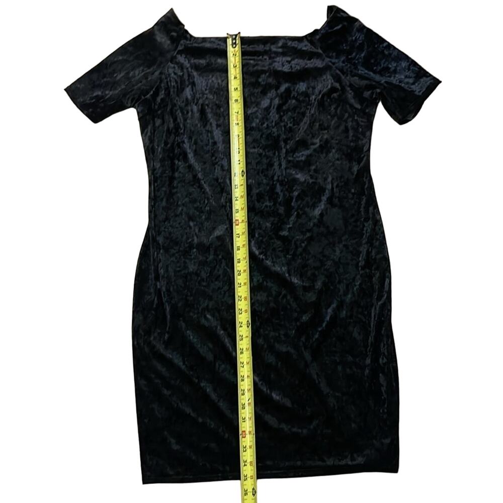 Vintage Banabee Black Crushed Velvet Off Shoulder Dress XXL 90s Whimsigoth - Picture 3 of 10
